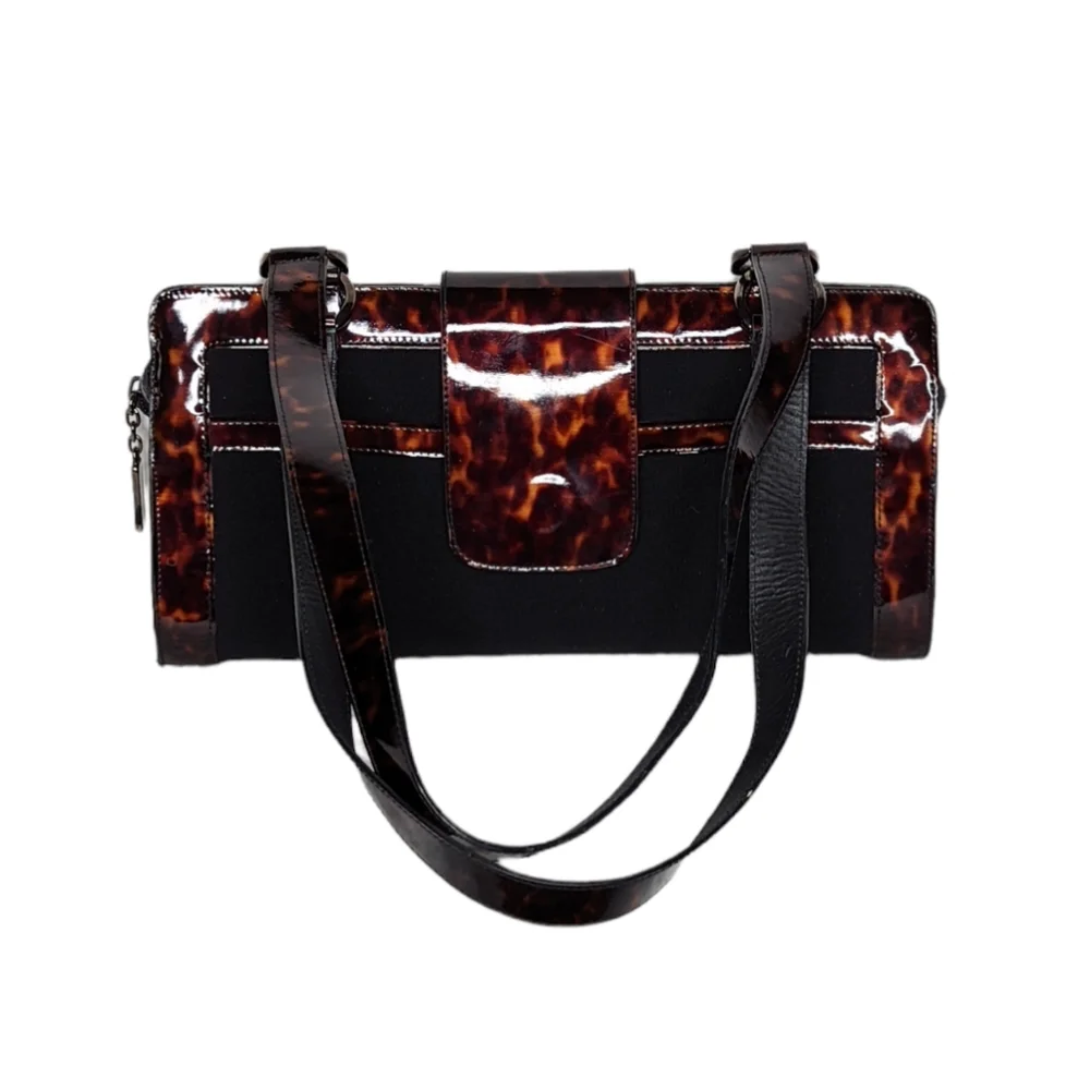 Stuart Weitzman Tortoise Brown Black Patent Leather Shoulder Bag A01 - Picture 7 of 14